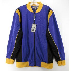 Stacy Adams Jacket Large Purple Track Coat Mesh Warm Up Full Zip NEW
